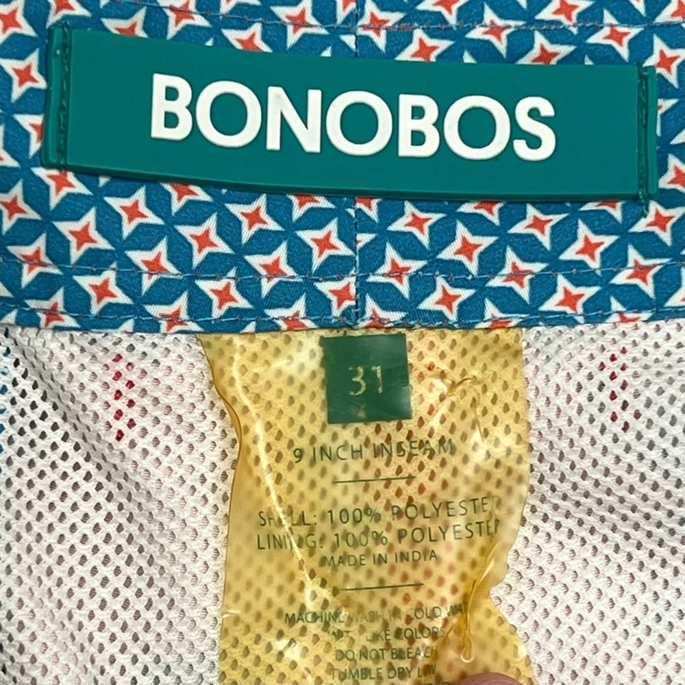 Bonobos Swim Trunks Board‎ Shorts Mens Size 31 Pelicans Coral Blue 9” Inseam